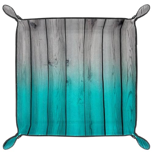 Dice Trays Teal Rustic Wood Panels Holder Storage Box for Dice Games Like RPG DND, Leather Dice Holder Portable Folding Rolling Dice Tray, 16x16cm - color: Multi 8
