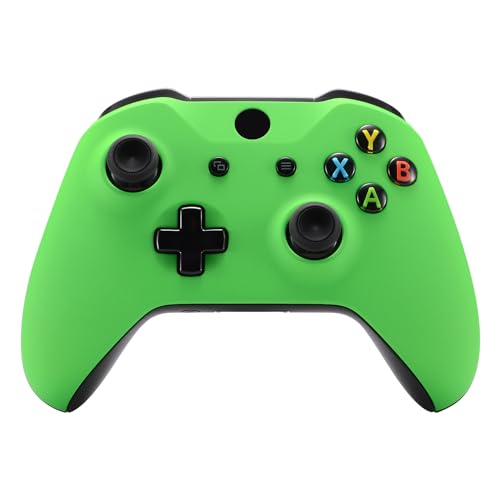 eXtremeRate Green Soft Touch Front Housing Shell Case for Xbox One S/X, Comfortable Replacement Kit Faceplate Cover for Xbox One Wireless Controller Model 1708 - Controller NOT Included - color: Green