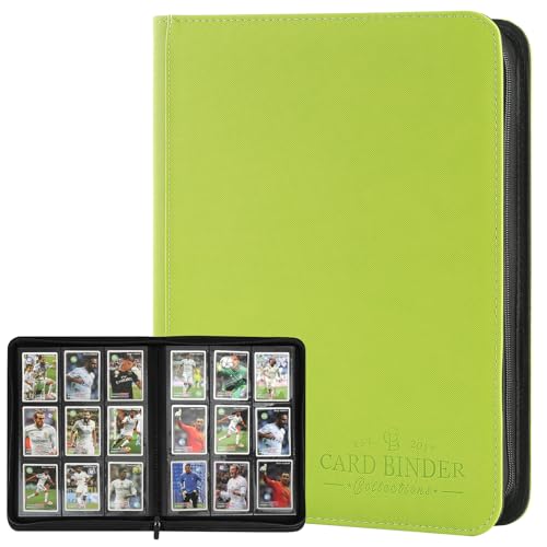 9 Pockets Card Binder,Premium Zip Trading Card Binder,540 Double Sided Pocket PU Collection Binder, Collector Album, Card Folder for MTG, TCG, Business Cards.(Grass Green) - color: grass green, size: 9 Pocket 540
