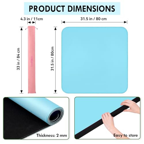 Blue 31.5" Crease-Free Non-Slip Noise Reduction Mahjong Mat | American Mahjong Table Cover with Carrying Bag for Poker Card Games Dominoes & Board Games - color: Blue