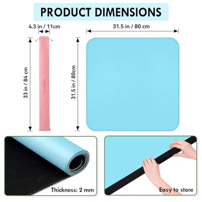 Blue 31.5" Crease-Free Non-Slip Noise Reduction Mahjong Mat | American Mahjong Table Cover with Carrying Bag for Poker Card Games Dominoes & Board Games - color: Blue