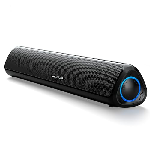 Bluedee Computer Speakers for Desktop PC, Rechargeable Computer Sound Bar with Hi-Fi Stereo Sound, Bluetooth 5.3 & 3.5mm AUX, Slim PC Soundbar for Desktop, Laptop, Monitor & Gaming Setup