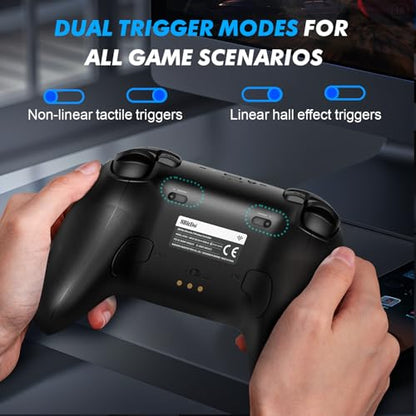 8BitDo Ultimate 2 Wireless Controller, Game Gamepad for PC Android Steam Deck with TMR Joysticks, Switchable Hall Effect/Tactile Triggers, RGB Fire Ring, PC Steam Gamer Gift - color: Black