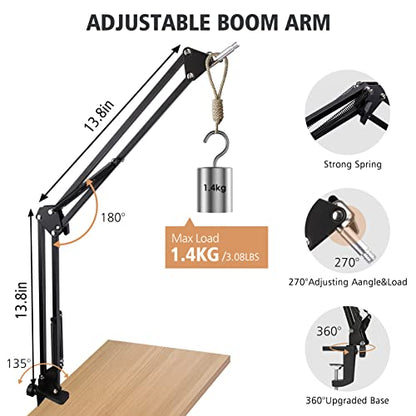 For Elgato Wave 3 Boom Arm Microphone Stand, Professional Mic Boom Arm Mic Stand Compatible with Elgato Wave:3 USB Condenser Microphone by SUNMON - color: Elgato Wave 3 Boom Arm