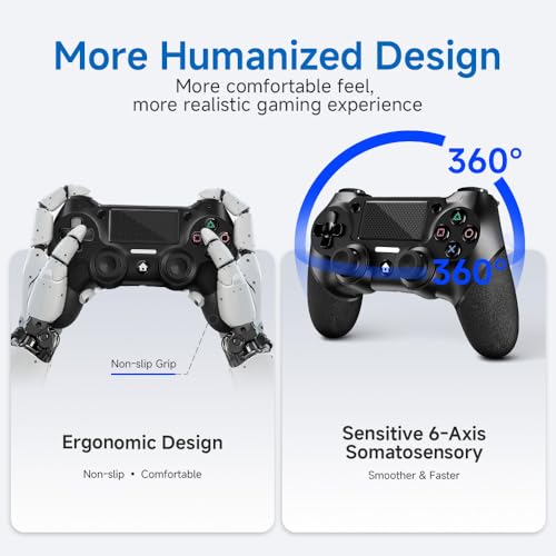 AceGamer 2 Pack Wireless Controller for P4, with Non-Slip Grip of Both Sides and 2 USB-C Cable! (Midnight Black * 2) - color: Midnight Black