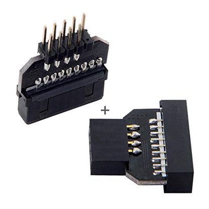 chenyang 2 Pack USB 2.0 Front Panel Header 9/10Pin Male/Female to 19/20Pin Male/Female Mainboard Header Gender Changer Connector Adapter