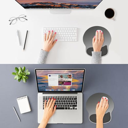 ITNRSIIET Ergonomic Mouse Pad with Wider Memory Foam Wrist Rest +17% - Curved Cushion Reduces Pressure 20%, Pain Relief, Non-Slip, Smooth, Cute Colors, 9.85 x 9 in, Gray Gradient - color: Gray Gradient