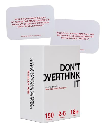 Don't Overthink It Card Game by We’re Not Really Strangers - 150 Conversation Starter Cards. Get to Know You Game for Friends, Couples, Game Night, Date Night & Parties, 2+ Players - style: Don't Overthink It