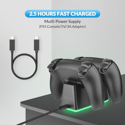 Charger Dock Station,Full Charged Within 2.5 Hrs,Dual Fast Charging Dock,RGB Backlit for PS5