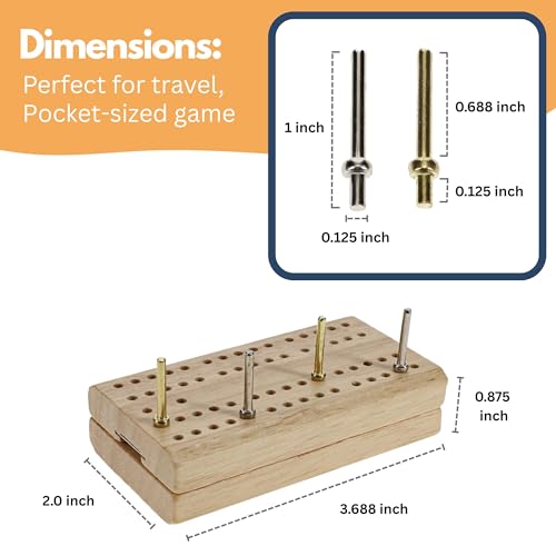 WE Games Wooden Folding Travel Cribbage Board with Metal Pegs, Small Size for Easy Travel (Pack of 2) - size: Mini (Pack of 2)