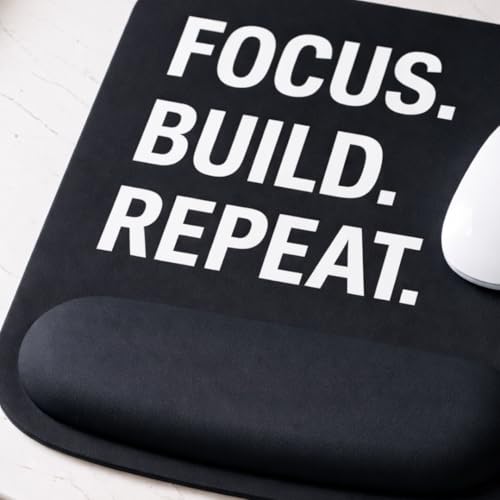 Ergonomic Memory Foam Mouse Pad with Wrist Support, Orange, Ultra-Smooth Surface, Anti-Slip Base (Text, Medium) - color: Text