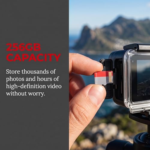 256GB Micro SD Card, UHS-I, C10, A1, High Speed Transfer, Shockproof, X-Ray Proof, for DSLR, Camcorder, Gaming Console - size: big