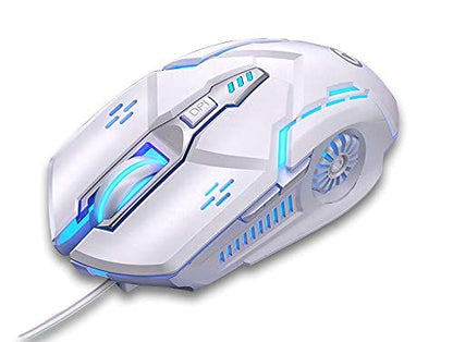 Gaming Mouse Wired, USB Computer Mice for Game & Daily, Chroma RGB Backlit, 4 Adjustable DPI Up to 3200 DPI, Comfortable Grip Ergonomic Mice for PC, Laptop, Mac, Windows (White) - color: White