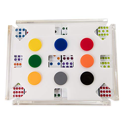 LuxeDominoes Mexican Train Dominoes Set for Adults – Modern Deluxe White Acrylic Double 12 Dominoes Game, 2-8 Players, Adult Game Night Gift (White) - color: White