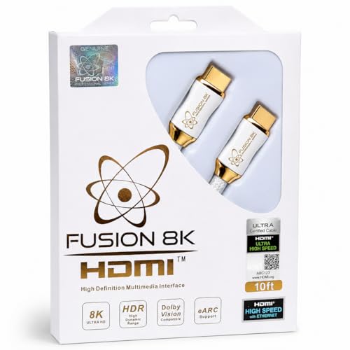 White HDMI 2.1 Cable 10 Feet - Certified 48Gbps 8K@60Hz 4K@120Hz 10K | HDR Dolby Vision eARC | Braided Cord for PS5 Xbox Series X Apple TV 4K - size: 10 Feet