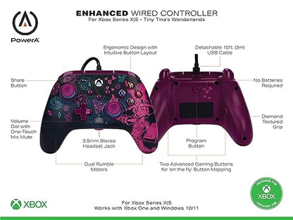 PowerA Enhanced Wired Controller for Xbox Series X|S - Tiny Tina's Wonderlands, Xbox Controller with Detachable 10ft USB Cable, Mappable Buttons and Rumble Motors, Officially Licensed for Xbox - color: Tiny Tina's Wonderlands