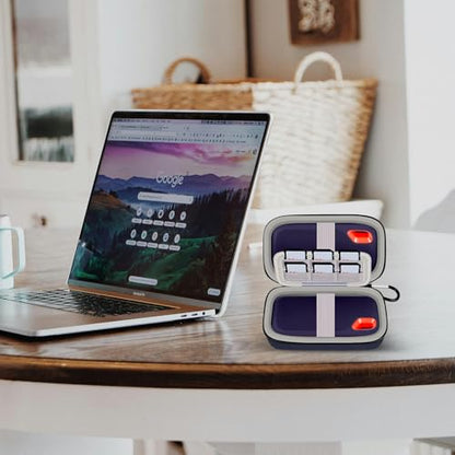 Comecase Dual SSD Case for SanDisk Extreme Portable SSD and Extreme PRO | Holds 2 Drives & 12 SD Cards, Elastic Strap Fit 500GB/1TB/2TB/4TB/8TB, Cable Groove & Carabiner for Travel,Dark Blue,Box Only - color: Dark Blue