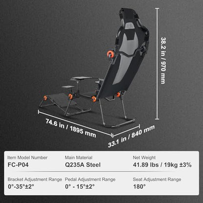 VEVOR Racing Wheel Stand Foldable Fit for Logitech,Thrustmaster,Fanatec,Hori,Mad Catz, Carbon Steel Driving Simulator Cockpit Adjustable Pedal & Dual-Mode Seating,Fit Most Steering Wheels and Pedals
