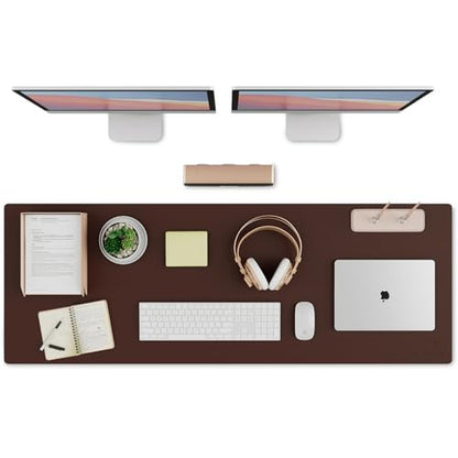 K KNODEL Large Office Leather Desk Mat, Mouse and Keyboard Pad, Computer and Laptop Mat, Desktop Protector and Cover, Writing Pad and Blotter (47.2"x17", Dark Brown) - color: Dark Brown, size: 47.2" x 17"