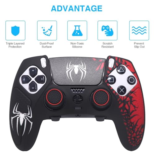 Anti-Slip Silicone Skin for Playstation 5 PS5 Edge Wireless Controller Protective Cover Case & Touch Pad Sticker Thumb Grip Caps for DualSense Edge Controller
