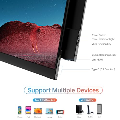 MNN 4K Portable Monitor 15.6" 3840x2160 UHD USB-C HDMI Laptop Monitor, 100% Adobe RGB IPS Computer Gaming Display HDR w/Speakers & Smart Cover,for Laptop Xbox PS5 Switch PC Phone | 15.6" 4K UHD IPS 100% Adobe RGB HDR, USB-C/HDMI, speakers+smart cover, for