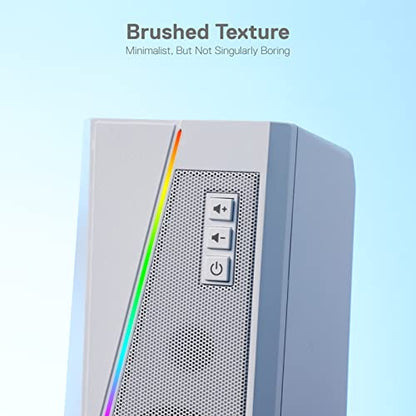 Redragon GS520 Wired 2.0 Channel Stereo Sound Desktop RGB Computer Speakers | Enhanced Auido Quality, Plug & Play USB Powered PC Gaming Speaker, 6 Colorful Backlight Modes, Easy-Access Volume Control - color: White