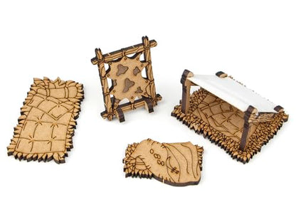 Adventurers Camp D&D Terrain, Furniture Scatter Terrain for 25mm 32mm 28mm Miniatures, DND Accessories for Dungeons & Dragons, Pathfinder, Warhammer, Wargaming Tabletop Battle Mat
