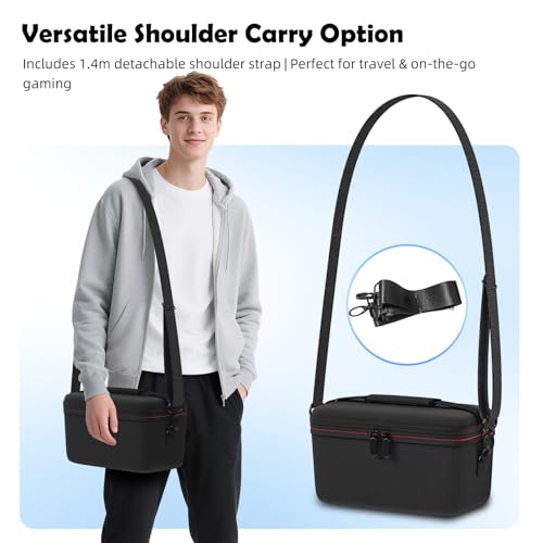 Switch 2 Carrying Case, Large EVA Hard Shell Travel Bag with 12 Game Slots | Compatible with Switch 2 console, dock, Pro Controller and charger; dual-layer storage with handle and shoulder strap