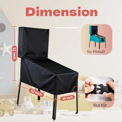 52 In Arcade Game Cover for Full Size Pinball Machine Dust Proctect | 52x28x52,Waterproof Dustproof Heavy Duty Oxford Fabric,Universal Pinball Cover with Zipper Handle Drawstring and Seal - size: Pinball-52"x 28"x 52"