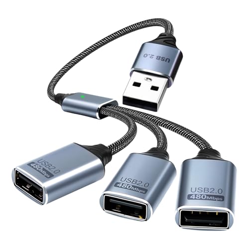 Duttek USB A Splitter 0.8FT/25cm, 1 to 3 USB Extension Cable, Type A Male to 3 Female Cable for Laptop, PC, Charging and 480Mbps Data Transfer - style: USB A Splitter Cable