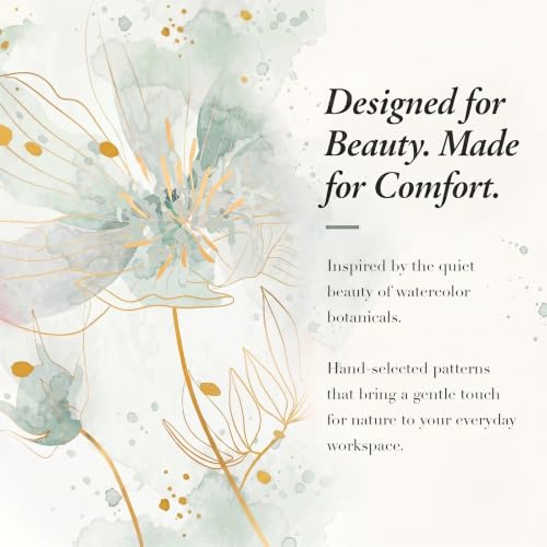 Gel Mouse Pad & Memory Foam Keyboard Wrist Rest Set Sage Green Floral - color: Sage Green Floral
