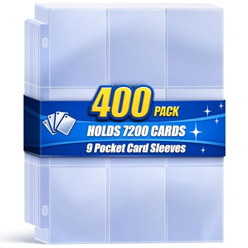 7200 Pockets Trading Card Binder Sleeves, Baseball Card Sleeves Fit for Standard Size Sport Cards, Baseball Card Holder for 3 Ring Binder - color: White, size: 400 count
