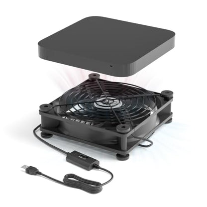 Quie Router Cooling Fan Stand with 3 Adjustable Speed for TV Box Modem Game Console Receiver DVR PlayStation Xbox Computer Cabinet Cooling