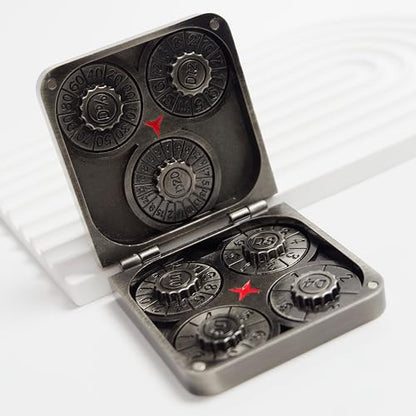 Metal DND Dice Set 7-in-1 Spinner with Dragon Case - Silver | Foldable polyhedral dice, for Dungeons & Dragons RPG games, Premium metal spinner,3D dragon, storage case included - color: Silver