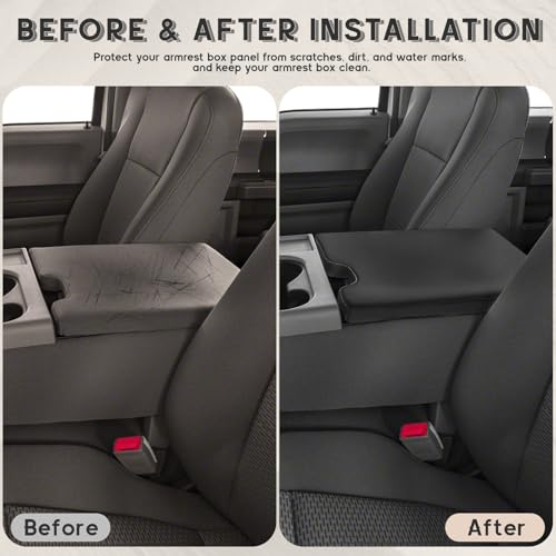 ramuel Center Console Armrest Cover for Ford F150 2015-2025 | for F250 F350 F450 F550 2017-2025 40/20/40 Jump Seat Console,Anti-Scratch ， Non-Slip ，PU Leather ，Easy Install - size: for F150 14th Gen Jump Seat Console