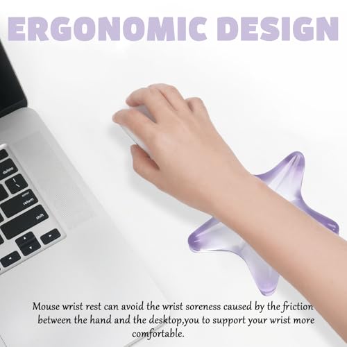 Gel Wrist Rest for Keyboard and Mouse Transparent Purple Sea Star Elbow Pad Cushion Ergonomic Cute Clear Cool Mouse Wrist Pad Silicone Non-Slip Support for Computer Gaming Hand Pillow Ocean Beach - color: Star Purple