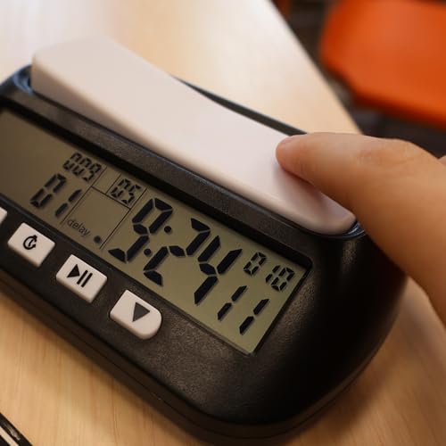 Generic Multifunctional Chess Clock, Professional Electronic Chess Timer, Portable Digital Chess Clock for Chinese Chess International Chess Board Go Game Gobang (Black)