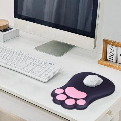 L-SPOUTTO Ergonomic Mouse Pad with Wrist Rest,Black Mouse Pad Wrist Support | Cute Cat Paw Comfortable Massage Design,Computer Pain Relief Mousepad with Non-Slip PU Base for Desk Laptop Gaming - color: Black