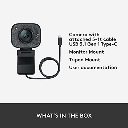 Logitech StreamCam Premium Webcam for Streaming and Content Creation, Full HD 1080p 60 fps, Works with Microsoft Teams, Google Meet, Zoom, Nintendo Switch 2’s new GameChat mode, for PC/Mac – Graphite | For streaming and content creation, works with Micros