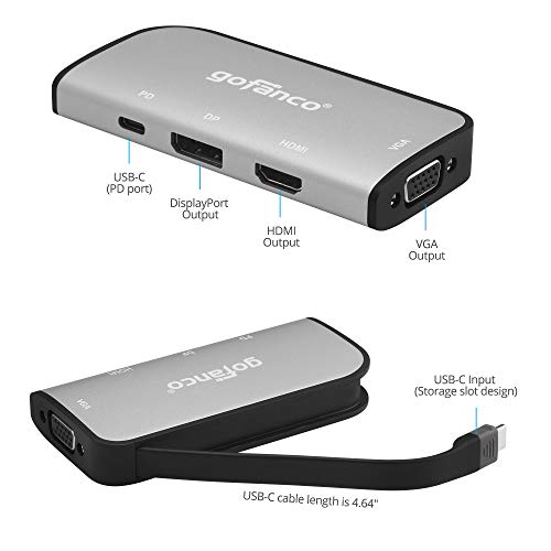gofanco 4K 60Hz USB-C MST Hub with 3 Displays (USBCMST3VID) | USB-C to Up to 3 Displays HDMI/DisplayPort/VGA, 100W PD Charging, Thunderbolt 3 & 4 Compatible, Windows Only, No macOS - style: 4K 60Hz Triple