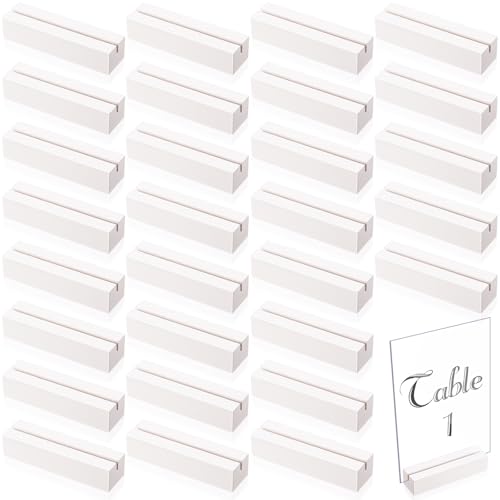 Blosssound 24 Pcs Wood Place Card Holders,4.61 x 1.1 x 1 Inches,White | Table Number Stands Wedding Party Events, Name Display Holders Restaurant Office, Wooden Bulk Pack Exhibition Business Decor - color: White, size: 4.61 x 1.1 x 1 Inches