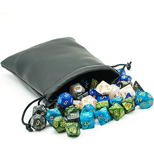 5 Sets Dice DND Polyhedral Dice Set (35pcs) with 1 Leather Die Bag, D&D Die Set for Dungeons and Dragons, RPG Table Games. (5Sets/35Pcs) - color: 5sets/35pcs