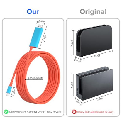 Switch 2 Dock HDMI Cable,Portable Travel TV Adapter with 4K@60Hz for Switch2/ Switch OLED/Steam Deck/Rog Ally/Xbox Ally X/Legion Go, 100W PD in with 6.6 FT Charging USB C to HDMI Cable
