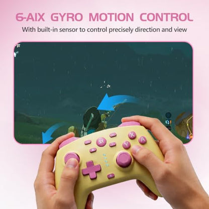 Wireless Switch Controller for Switch/Switch 2/OLED/Lite/PC, Wireless Switch Pro Controllers with 2.4G Dongle, Hall Effect Joysticks & Hall Triggers, Dual Rumble, Turbo & 2 Macro Back Buttons(Yellow) - color: Butter Yellow