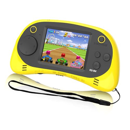 Kids Handheld Portable Video Game Player with 200 Games - 16 Bit 2.5 Inch IPS Screen Mini Retro Electronic Machine for Boys Girls - style: Yellow