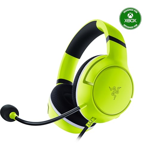 Razer Kaira X Wired Headset for Xbox Series X|S, Xbox One, PC, Mac & Mobile Devices: Triforce 50mm Drivers - HyperClear Cardioid Mic - Memory Foam Ear Cushions - On-Headset Controls - Electric Volt - color: Lime