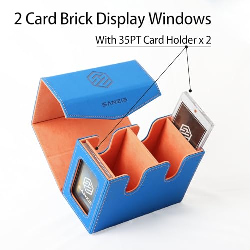 SANZIE Card Deck Box for MTG Commander Deck Box with 2 Toploaders (Blue) | Card Storage Box with Commander Display, Fits 240+ Single Sleeved Trading Cards, PTCG TCG Deck Box for Trading Cards - color: Blue