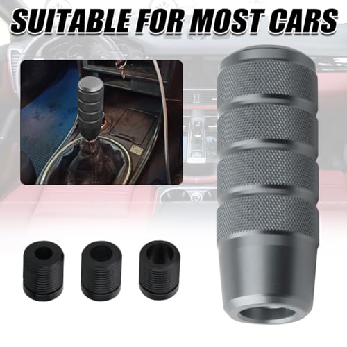Osilly 3.74 Inch Aluminum Shift Knob with 3 Threaded Adapters, Gray | aluminum alloy construction, ergonomic extended grip, supplied adapters, for manual and select automatic cars, interior parts - color: Gray