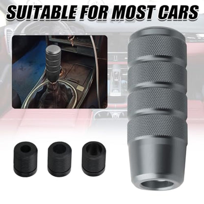 Osilly 3.74 Inch Aluminum Shift Knob with 3 Threaded Adapters, Gray | aluminum alloy construction, ergonomic extended grip, supplied adapters, for manual and select automatic cars, interior parts - color: Gray