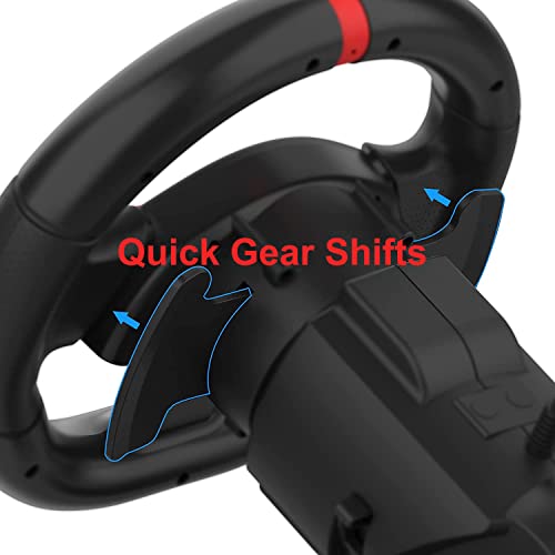 DOYO PS4 Steering Wheel and pedals and shifter, volante para PC, 180°gaming racing wheels Dual-Motor Feedback Driving Force for PS3/PS4/PC/Switch/Android